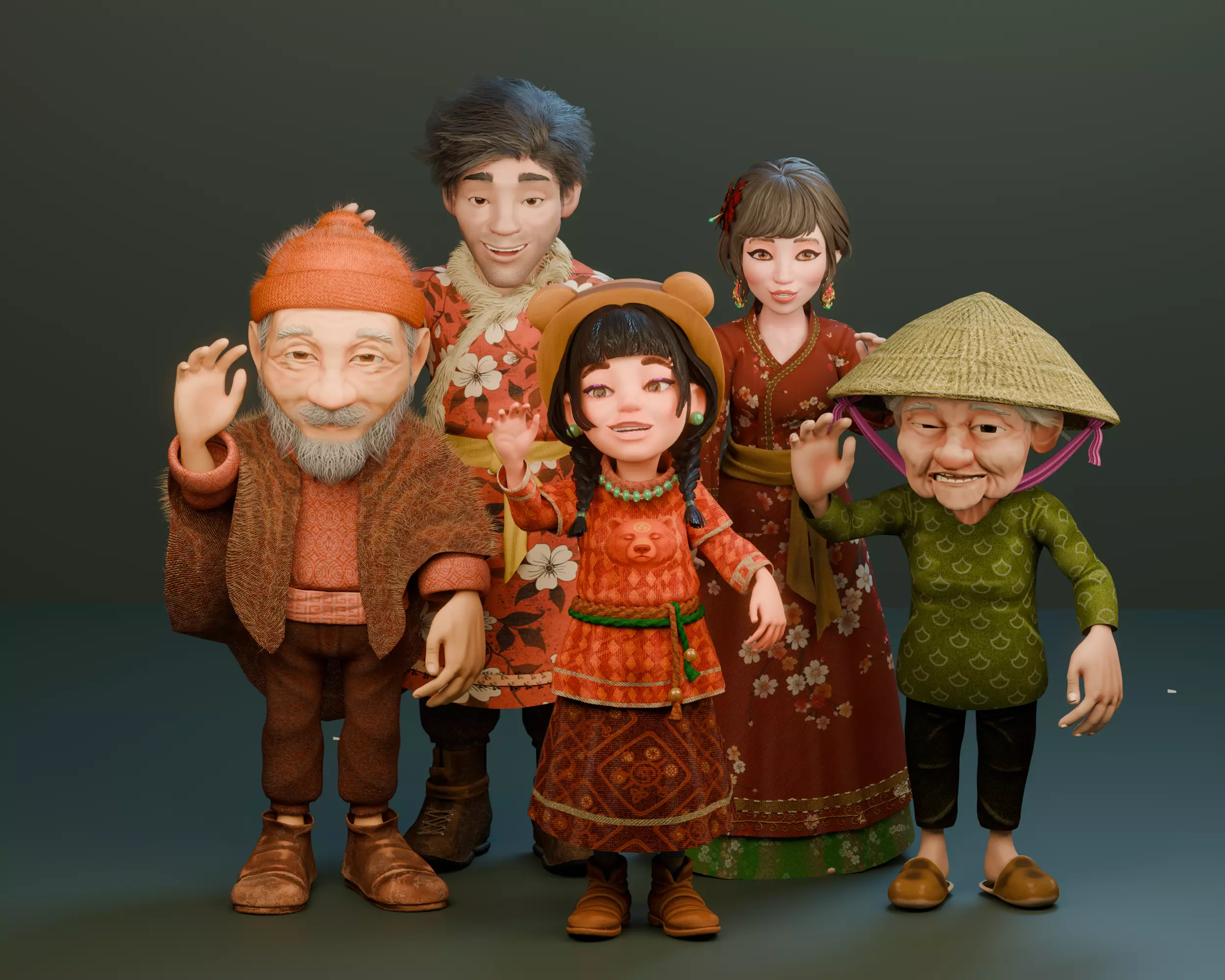 The Fa Family Stylized RPG Characters and Village World Pack Low-poly 3D model_0