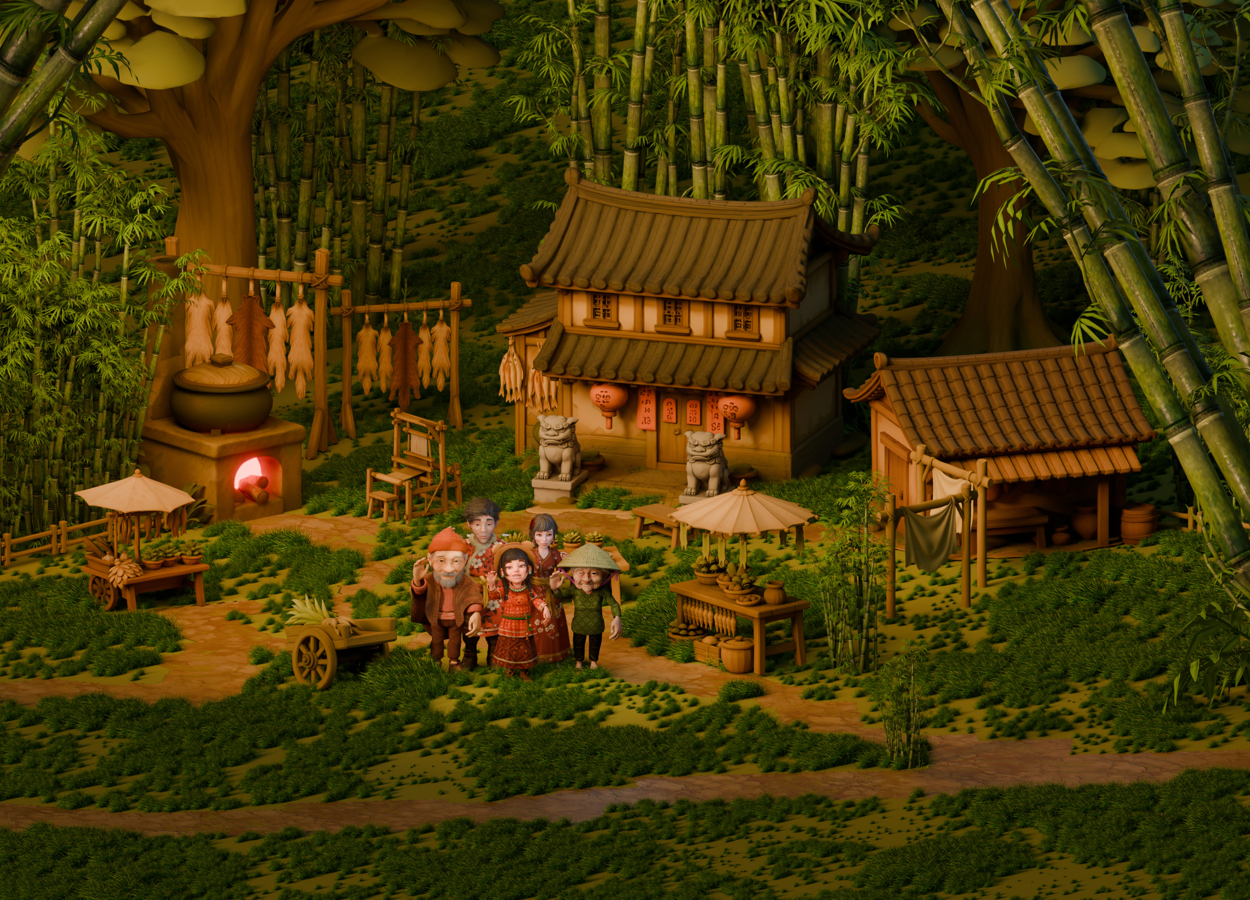 The Fa Family Stylized RPG Characters and Village World Pack Low-poly 3D model_2