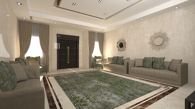 Interior Design Majlis and Family Hall Project A103 DWG 3D model