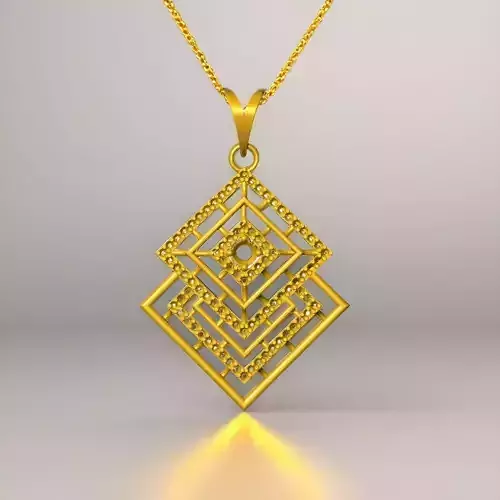 Geometric Square Frame Gold Pendant