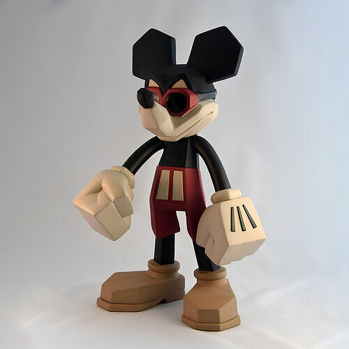 Mickey Mouse Low Poly Style toy 3D print model