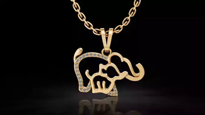 Elwphant pendant printable gold jewelry printable 3D model