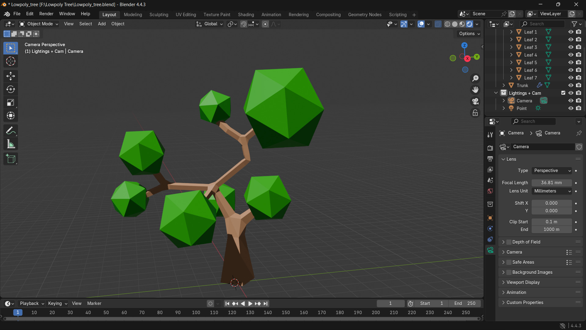 Stylized Low Poly Tree 3D Model Game Asset Low-poly 3D model_3
