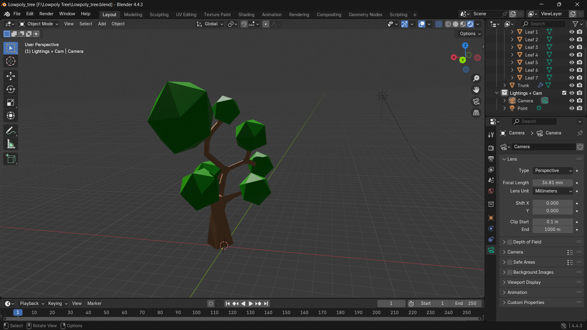 Stylized Low Poly Tree 3D Model Game Asset Low-poly 3D model_1