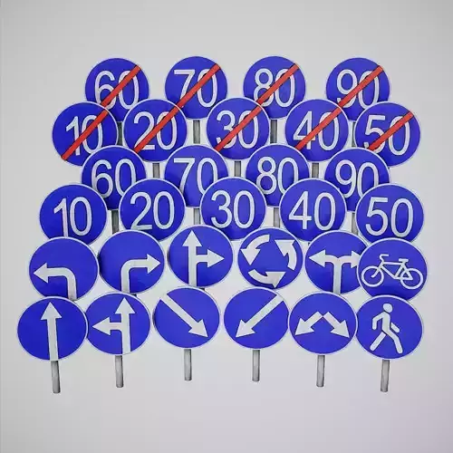 Mandatory Road Signs Pack Game Ready Vol 1