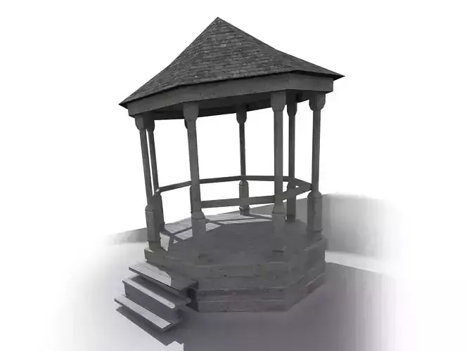 wooden gazebo Low-poly 3D model