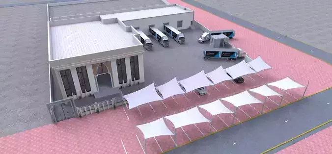 Outdoor Cafe and Market Zone Design A75 3D model