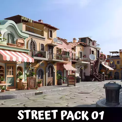 Semirealistic lowpoly street