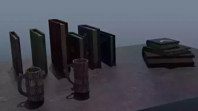 Medieval Books Tankards Scene