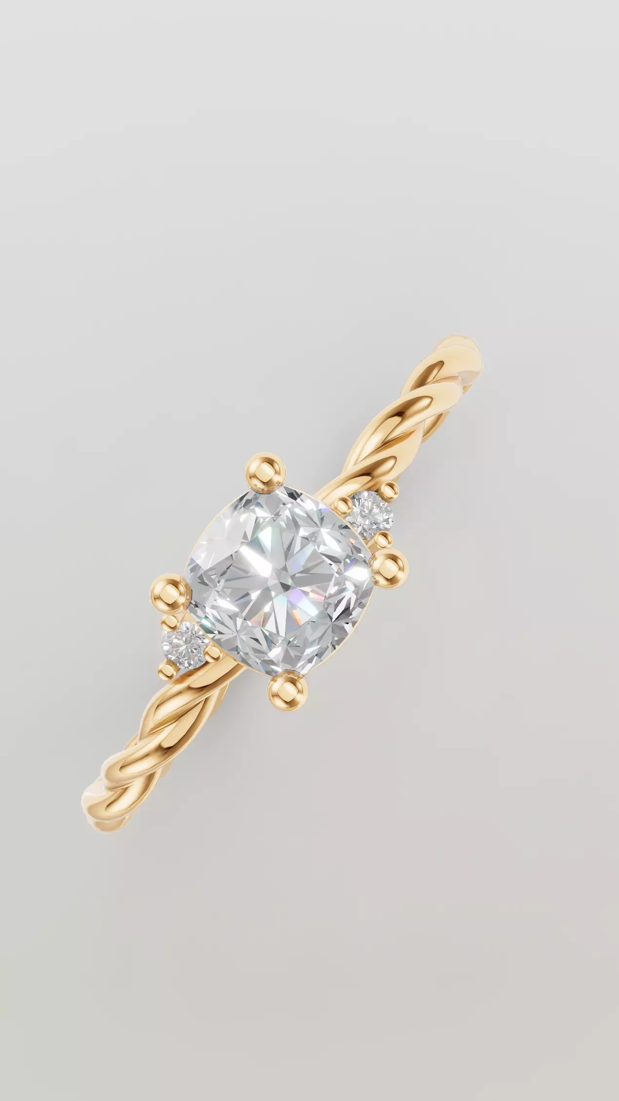 Solitaire ring with braided hoop Free 3D print model
