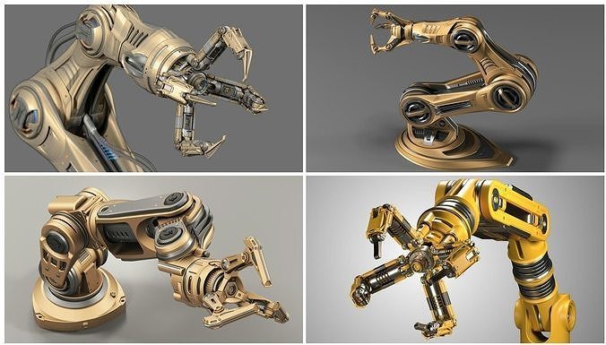 Robotic Arms Rigged 4 in 1 3D Model Collection