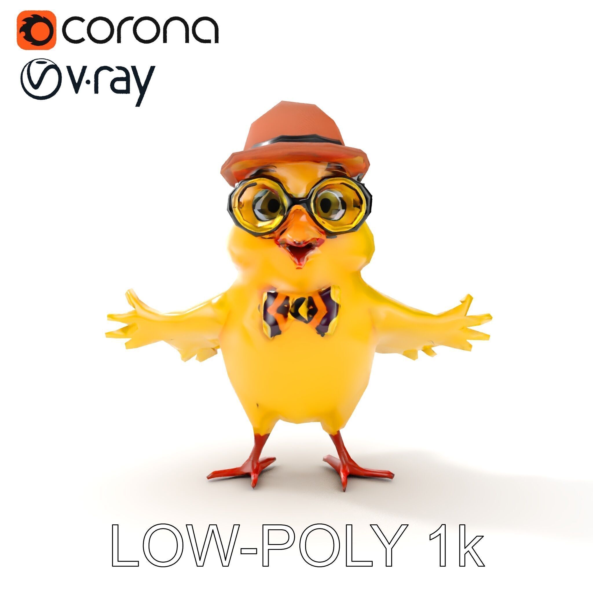 Chirpy the Cheerful Chick  Rigged and Animated D Character Model Low-poly 3D model_22