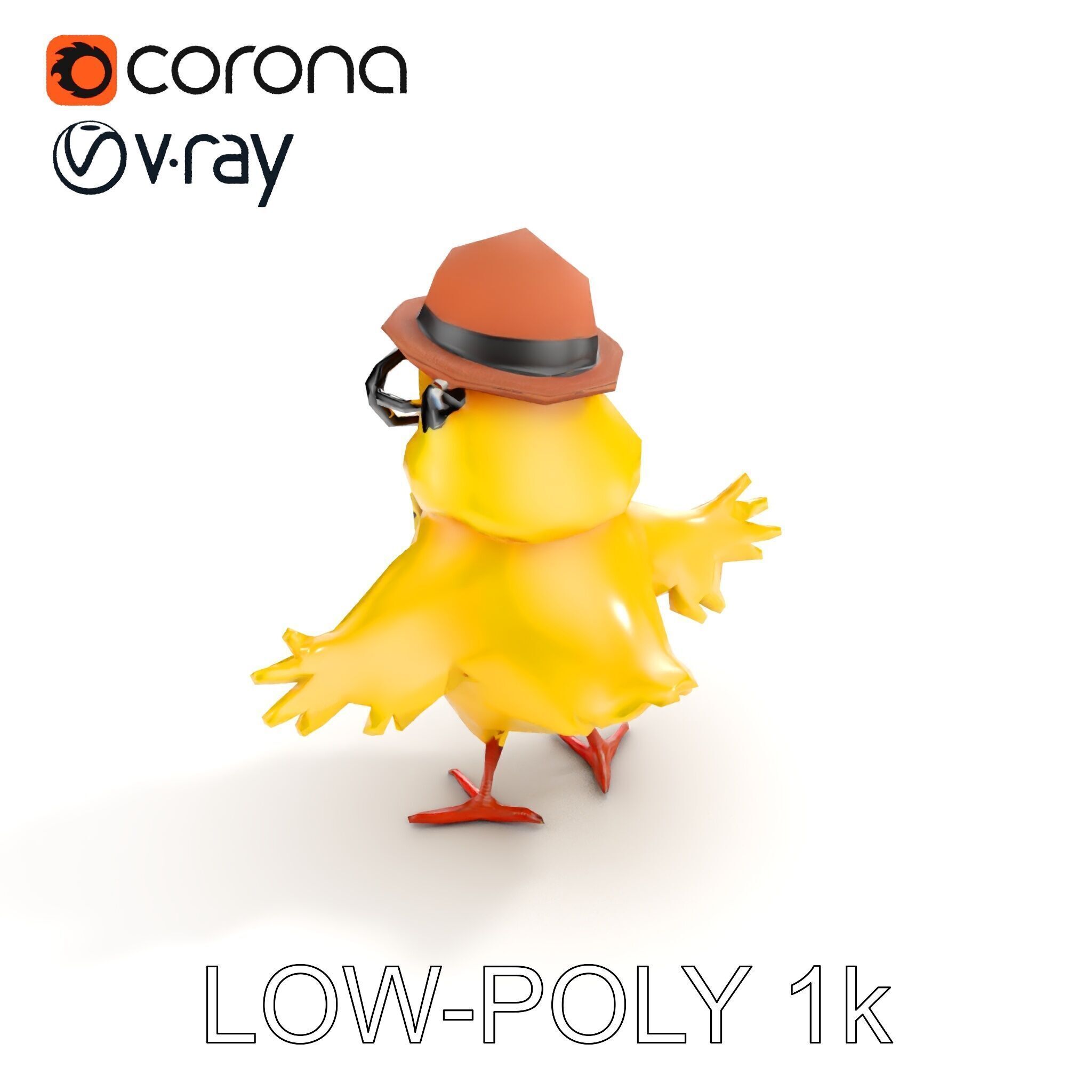 Chirpy the Cheerful Chick  Rigged and Animated D Character Model Low-poly 3D model_13