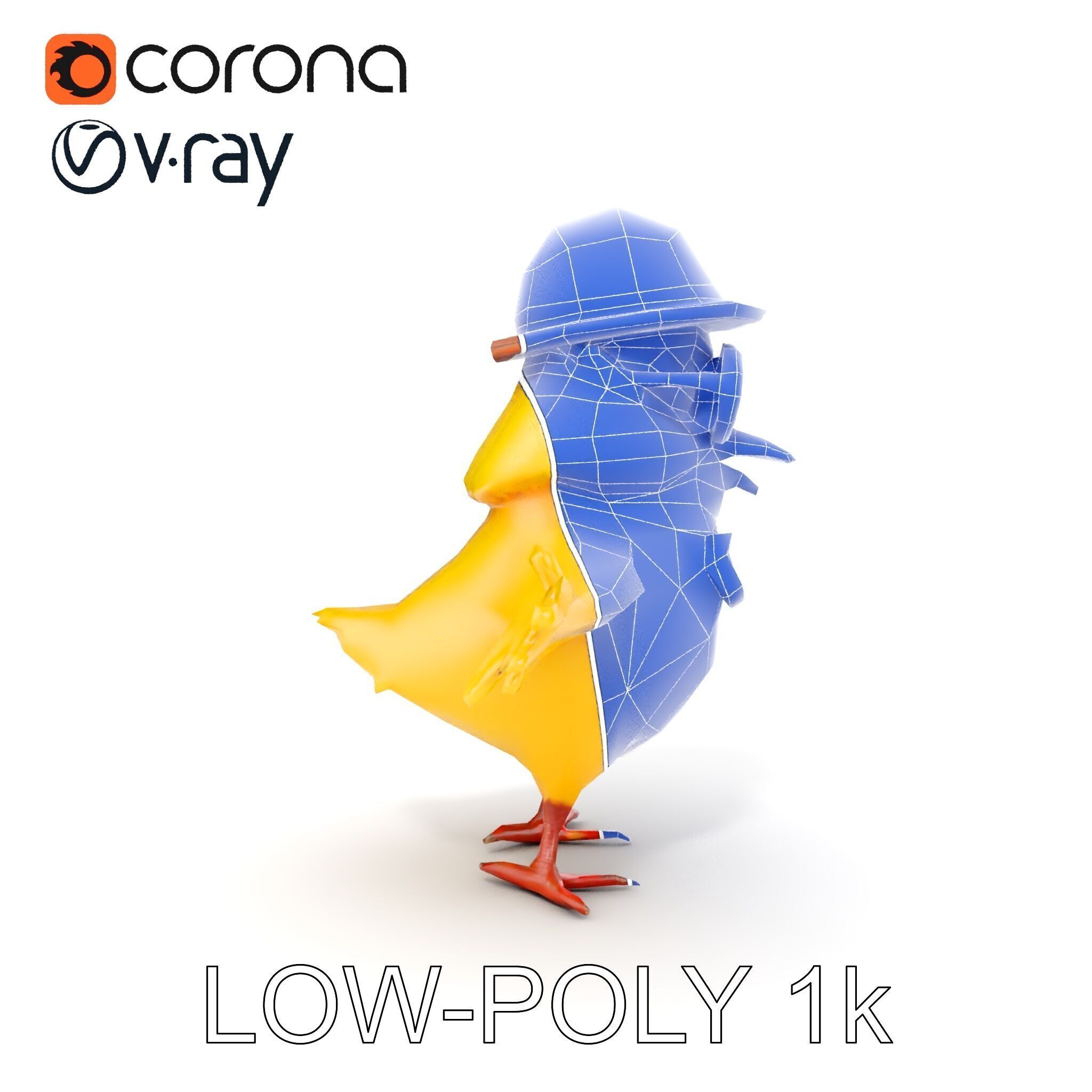 Chirpy the Cheerful Chick  Rigged and Animated D Character Model Low-poly 3D model_28
