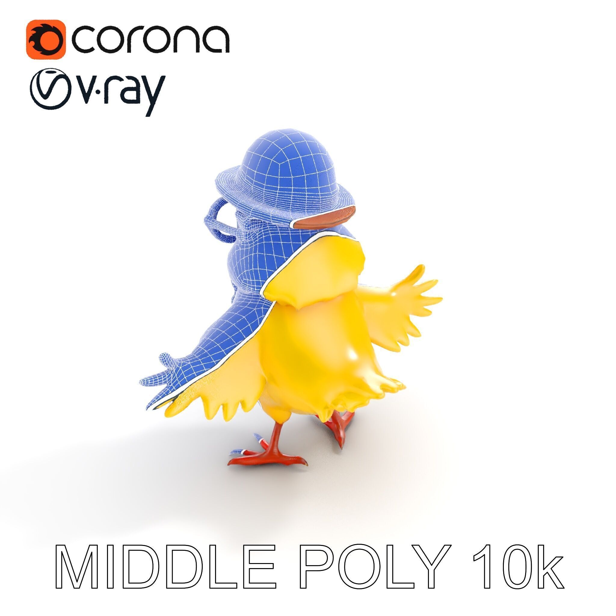 Chirpy the Cheerful Chick  Rigged and Animated D Character Model Low-poly 3D model_36