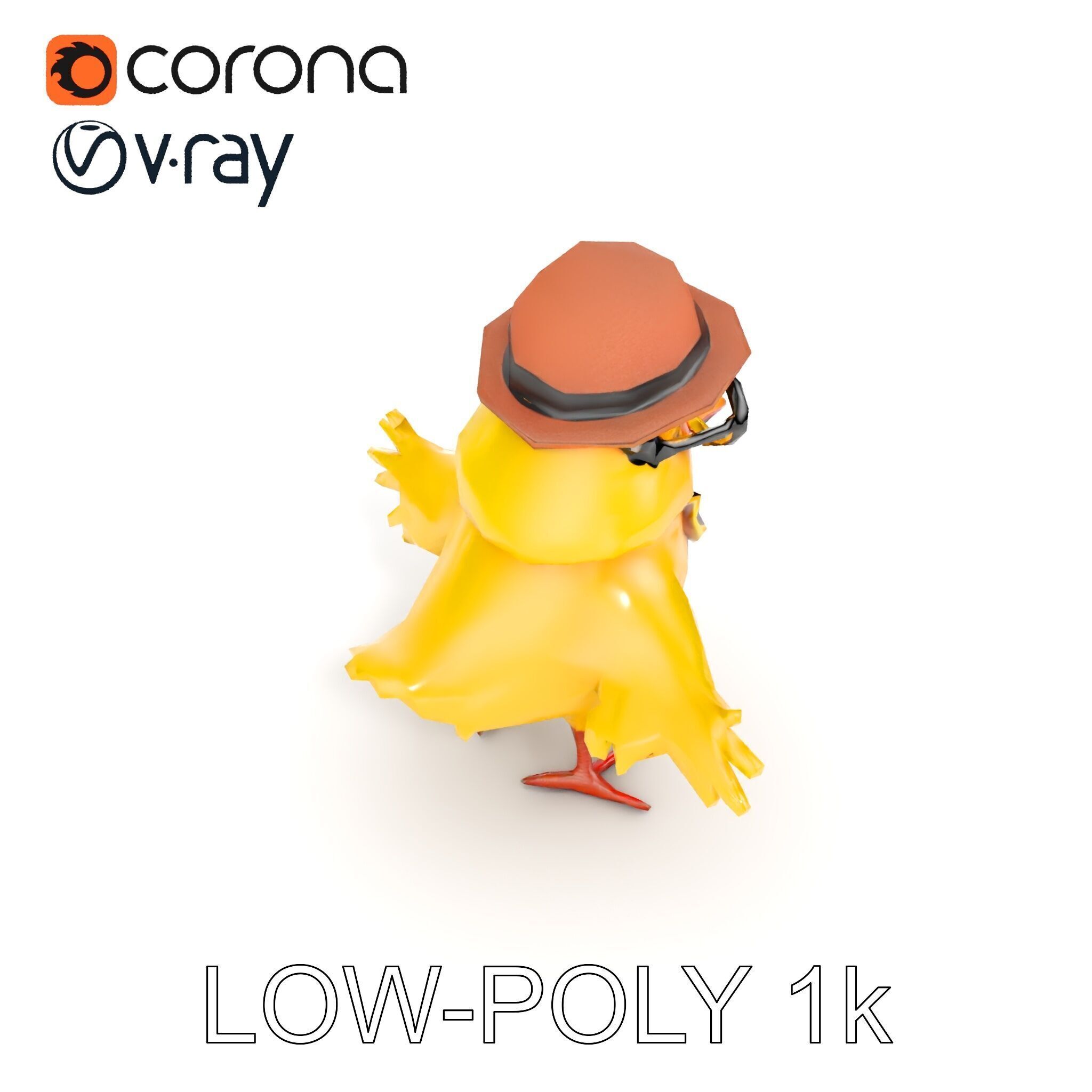 Chirpy the Cheerful Chick  Rigged and Animated D Character Model Low-poly 3D model_7
