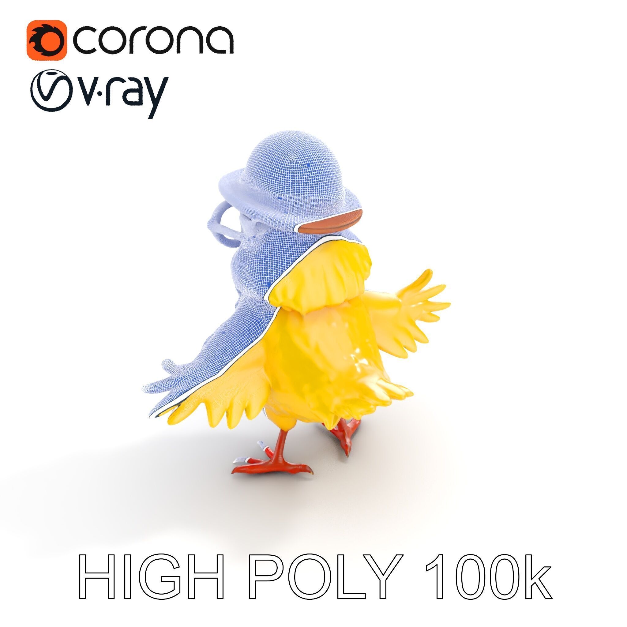 Chirpy the Cheerful Chick  Rigged and Animated D Character Model Low-poly 3D model_23