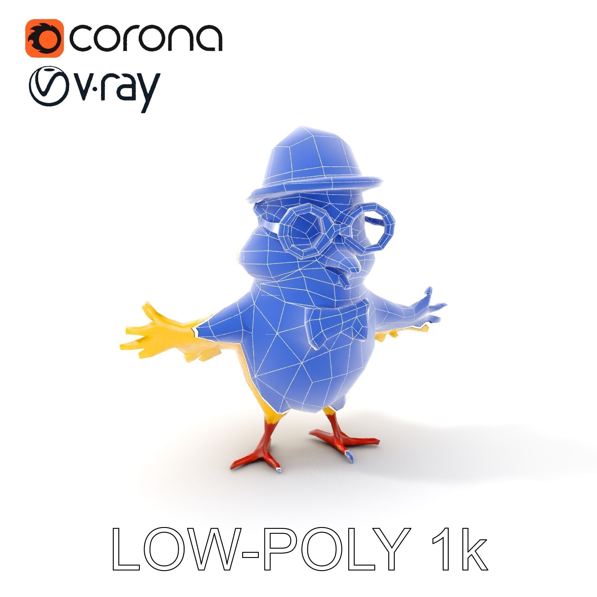 Chirpy the Cheerful Chick  Rigged and Animated D Character Model Low-poly 3D model_16
