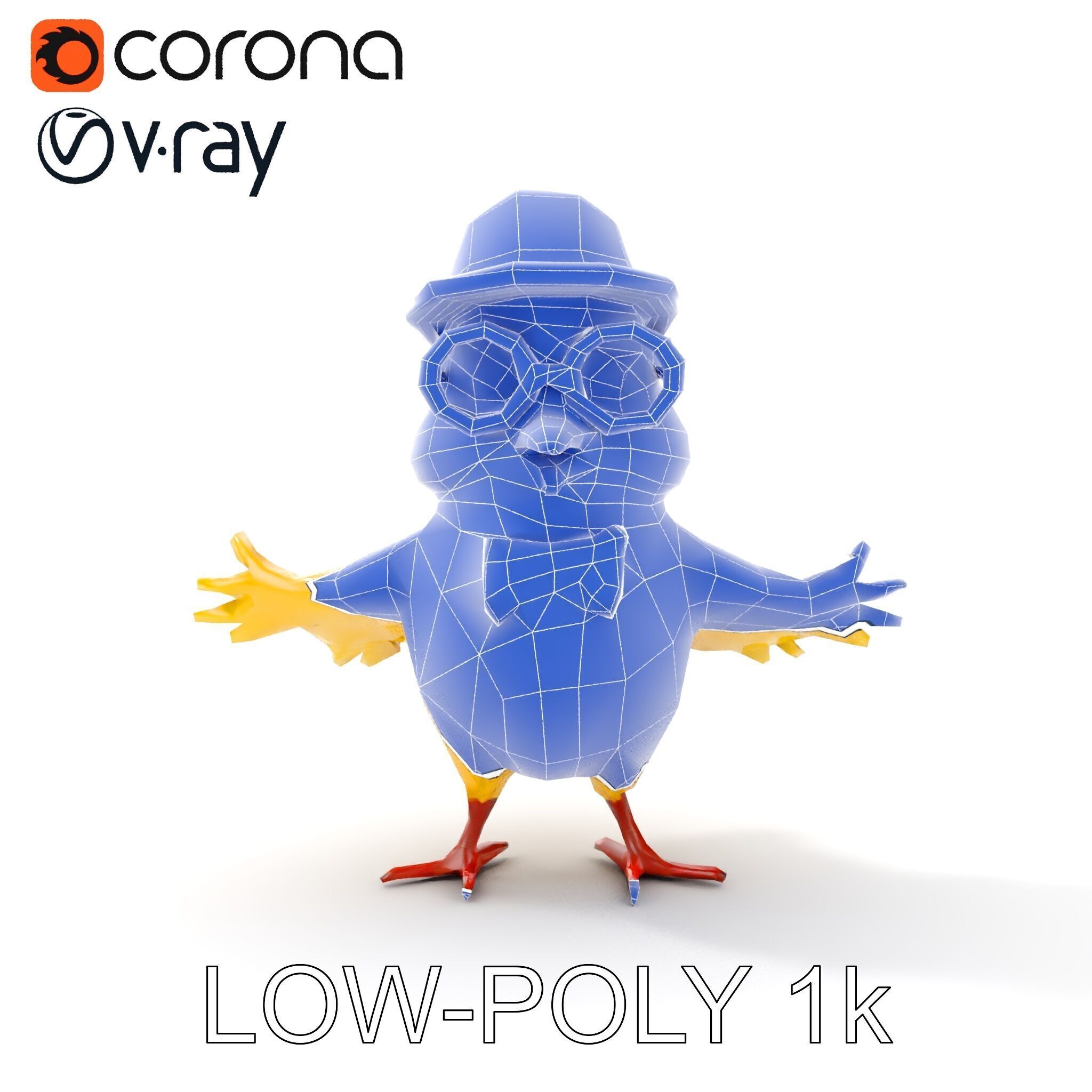 Chirpy the Cheerful Chick  Rigged and Animated D Character Model Low-poly 3D model_9