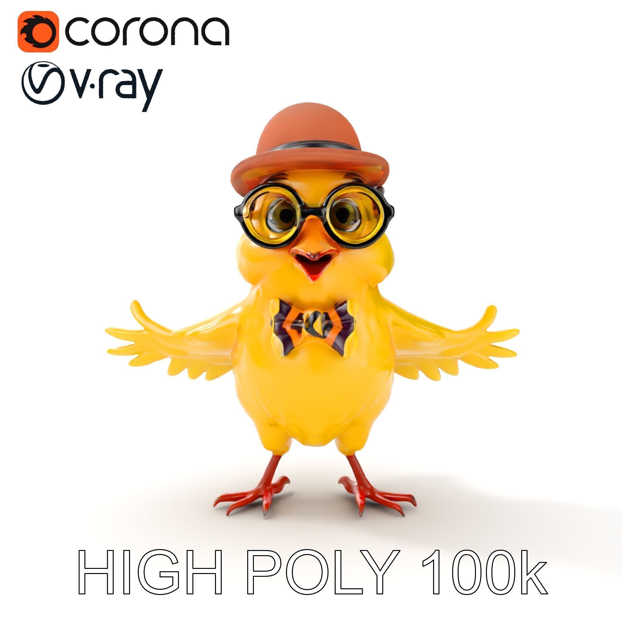 Chirpy the Cheerful Chick  Rigged and Animated D Character Model Low-poly 3D model_14