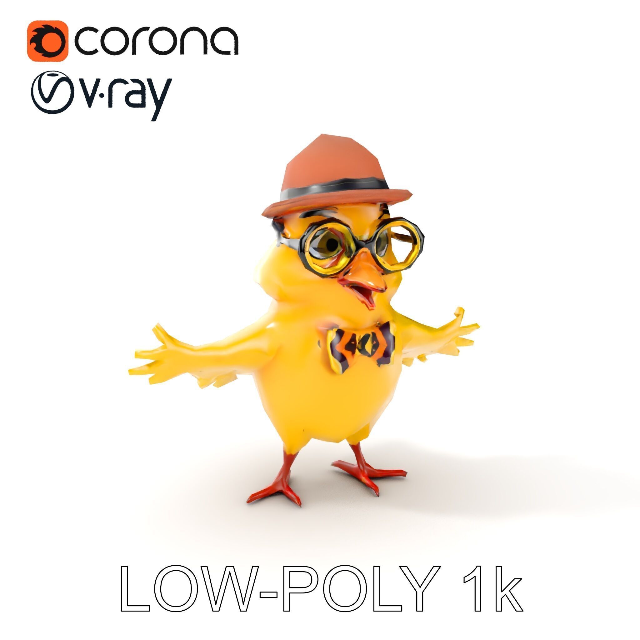 Chirpy the Cheerful Chick  Rigged and Animated D Character Model Low-poly 3D model_19
