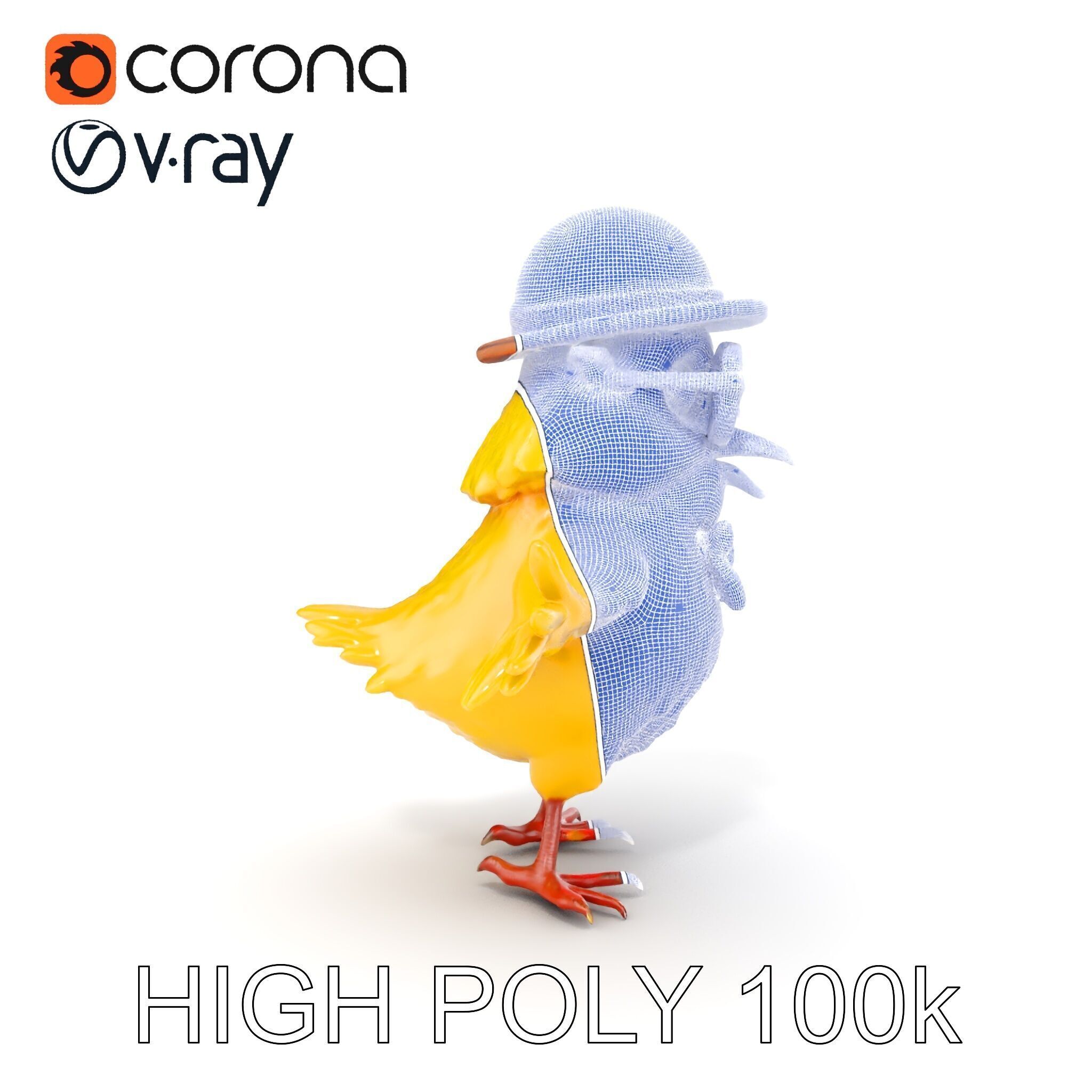 Chirpy the Cheerful Chick  Rigged and Animated D Character Model Low-poly 3D model_32