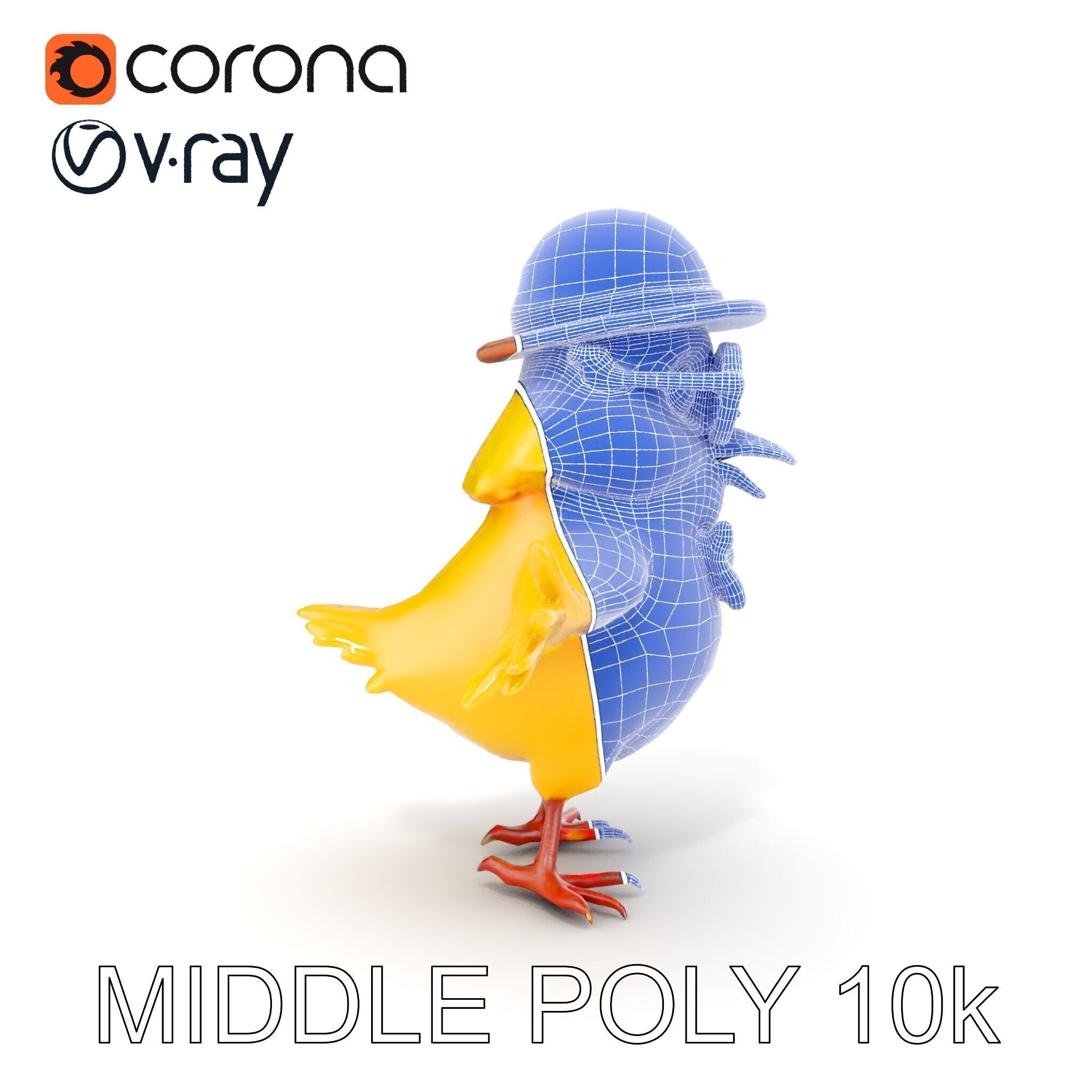 Chirpy the Cheerful Chick  Rigged and Animated D Character Model Low-poly 3D model_24