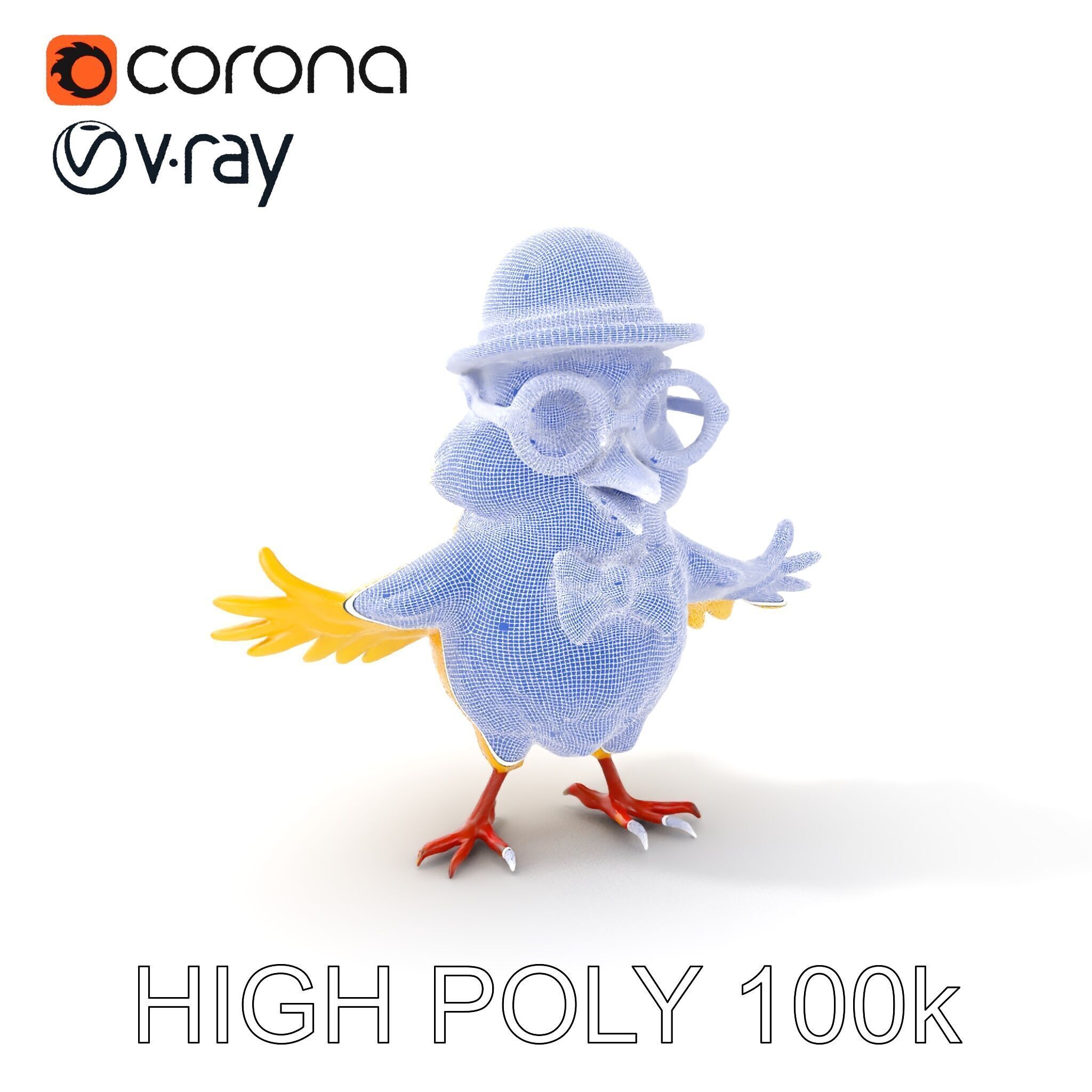 Chirpy the Cheerful Chick  Rigged and Animated D Character Model Low-poly 3D model_4