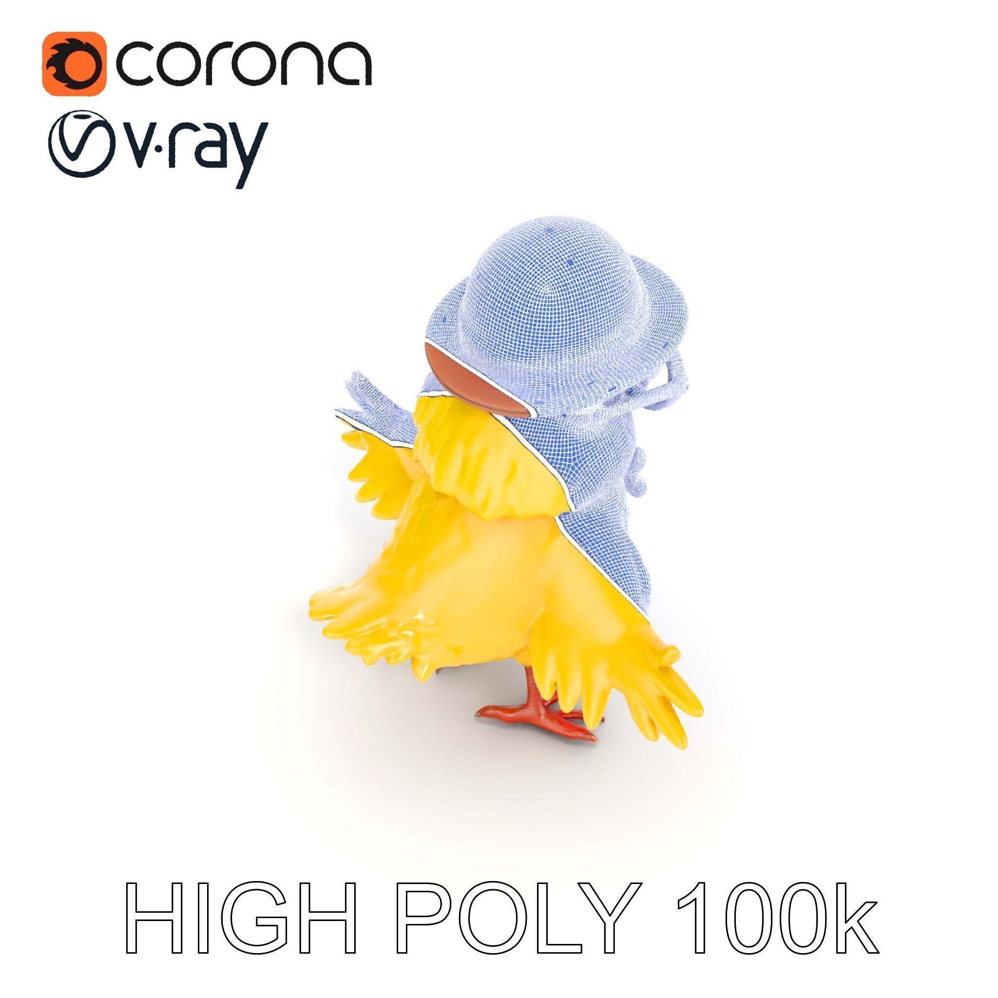Chirpy the Cheerful Chick  Rigged and Animated D Character Model Low-poly 3D model_26