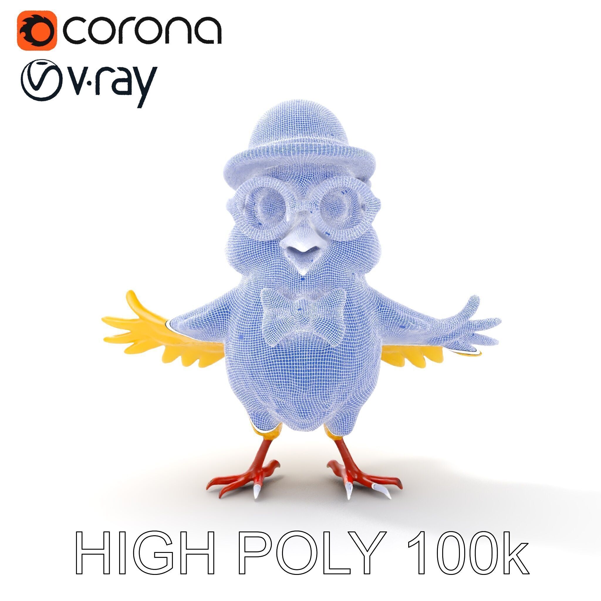 Chirpy the Cheerful Chick  Rigged and Animated D Character Model Low-poly 3D model_35