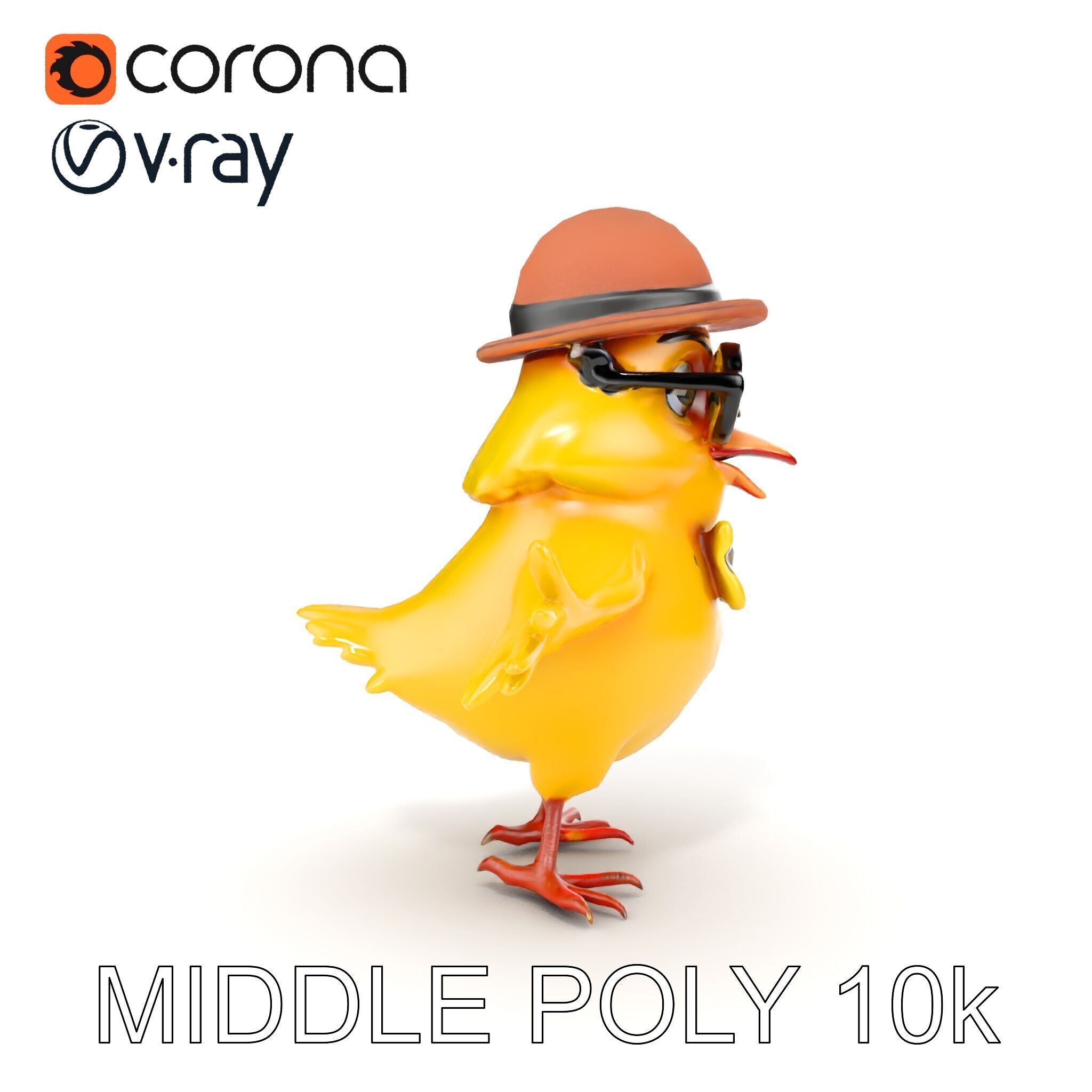 Chirpy the Cheerful Chick  Rigged and Animated D Character Model Low-poly 3D model_21