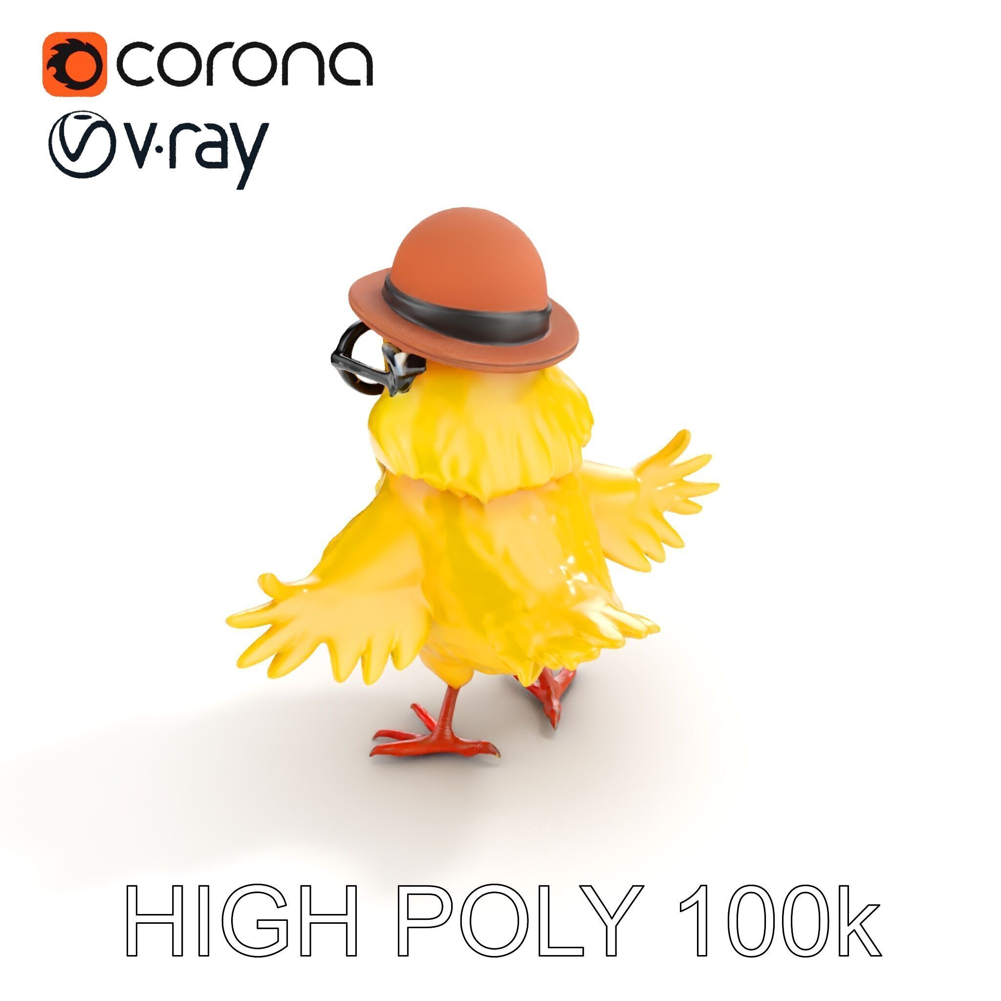 Chirpy the Cheerful Chick  Rigged and Animated D Character Model Low-poly 3D model_17