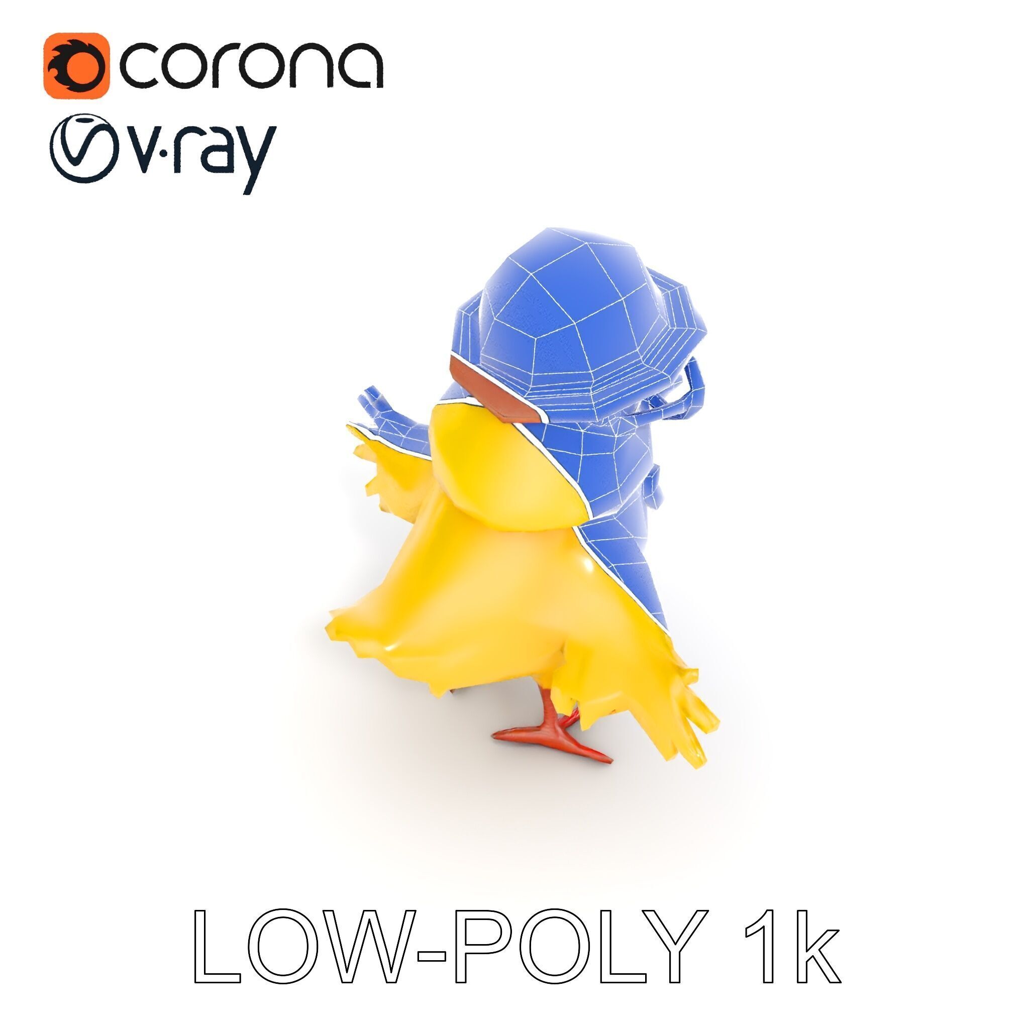 Chirpy the Cheerful Chick  Rigged and Animated D Character Model Low-poly 3D model_25