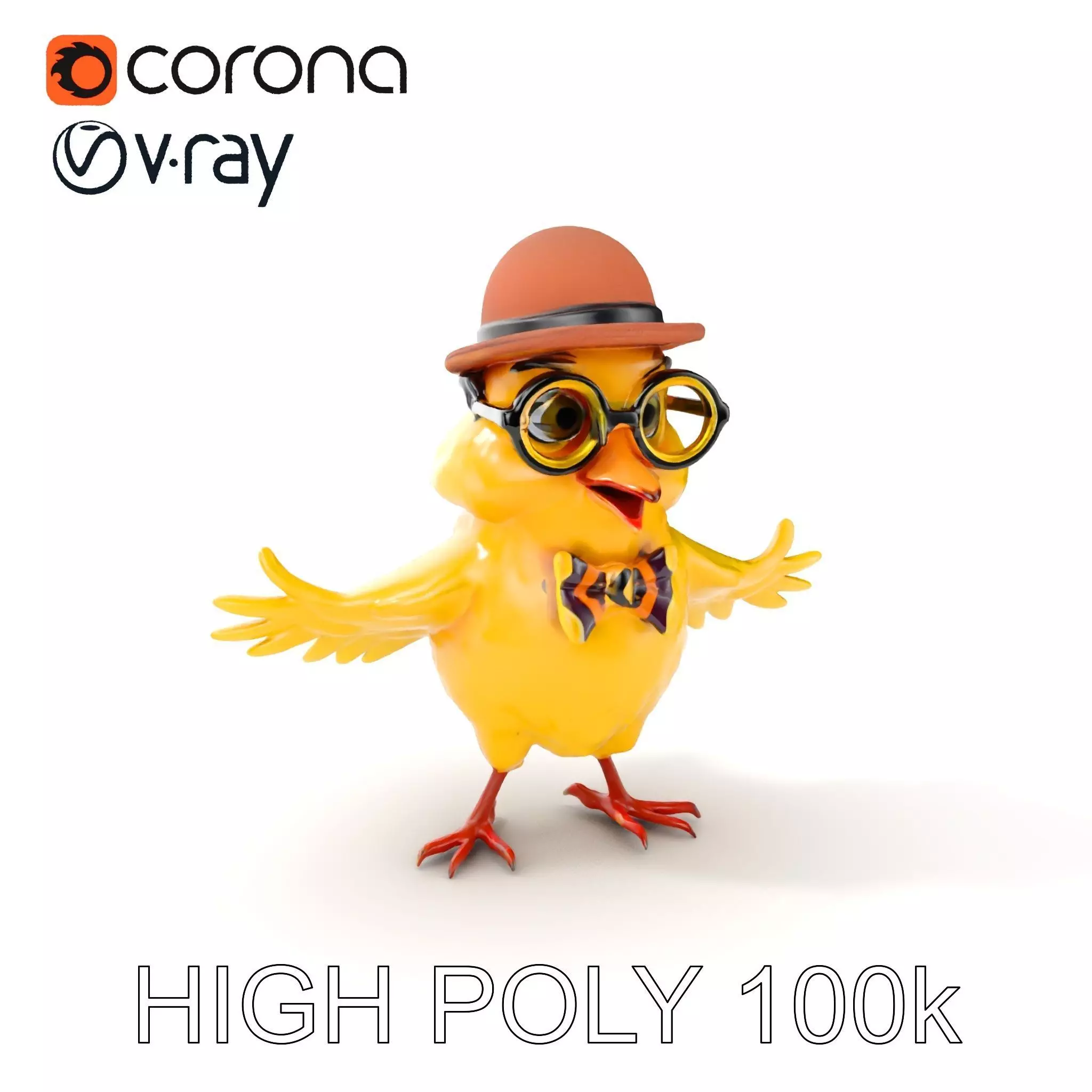 Chirpy the Cheerful Chick  Rigged and Animated D Character Model Low-poly 3D model_0