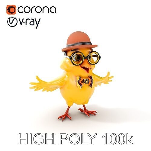 Chirpy the Cheerful Chick  Rigged and Animated D Character Model Low-poly 3D model