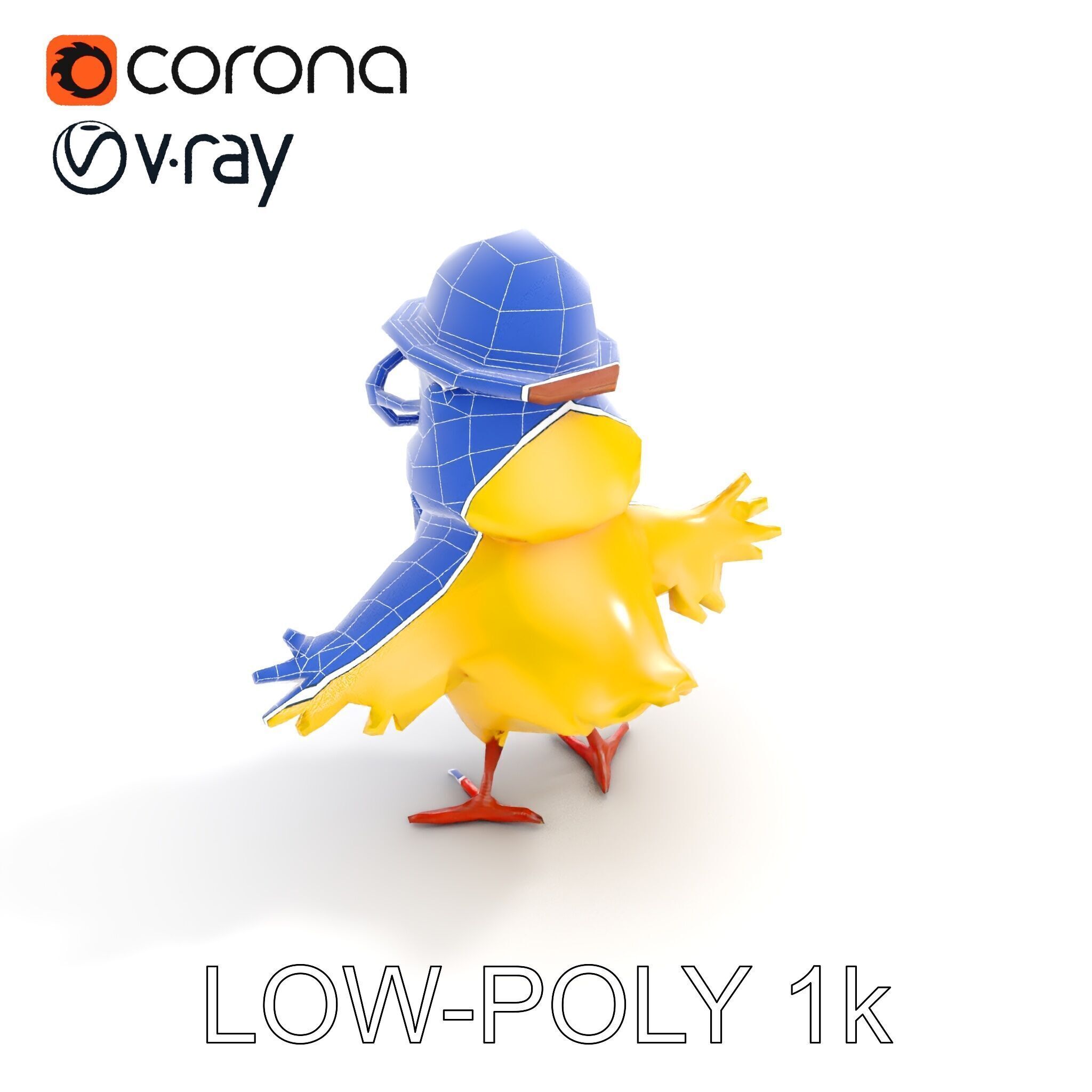 Chirpy the Cheerful Chick  Rigged and Animated D Character Model Low-poly 3D model_11