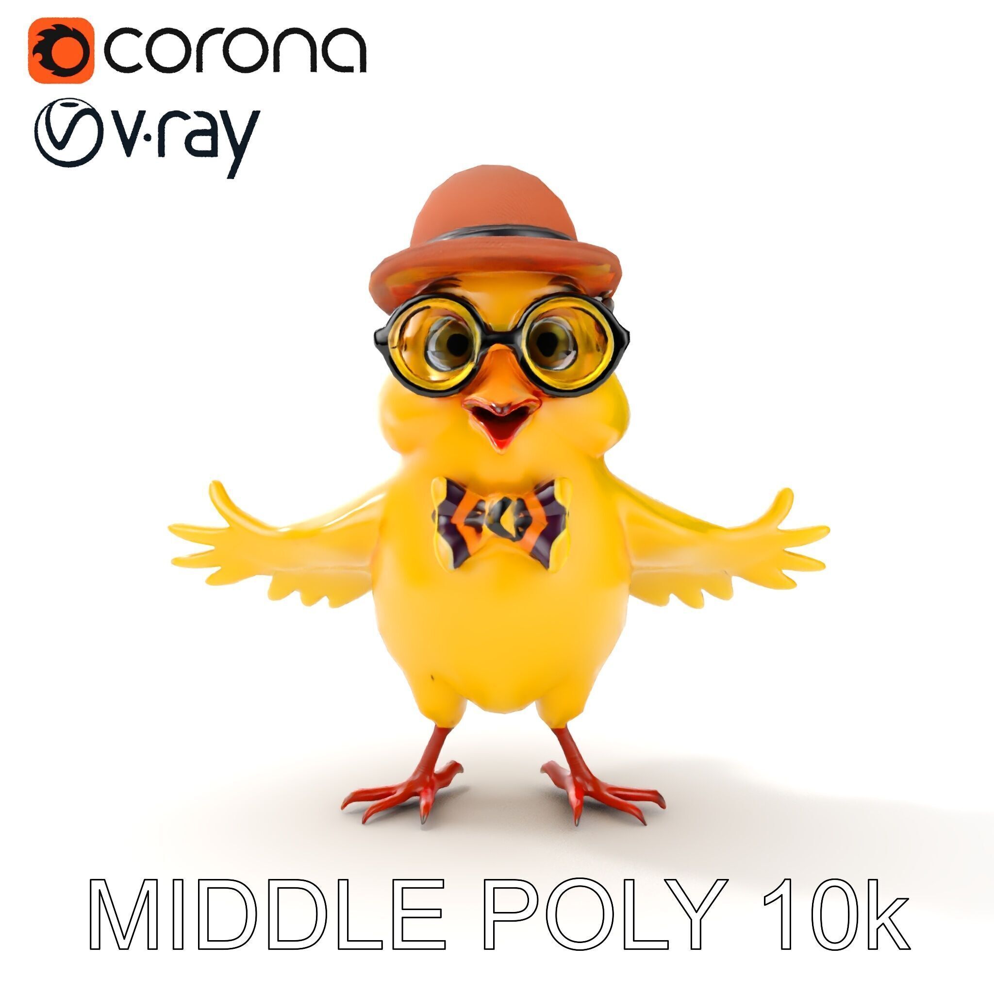 Chirpy the Cheerful Chick  Rigged and Animated D Character Model Low-poly 3D model_18