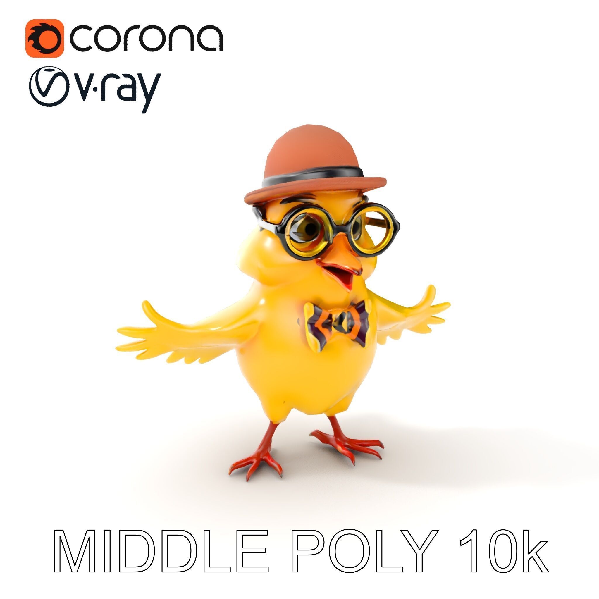 Chirpy the Cheerful Chick  Rigged and Animated D Character Model Low-poly 3D model_10