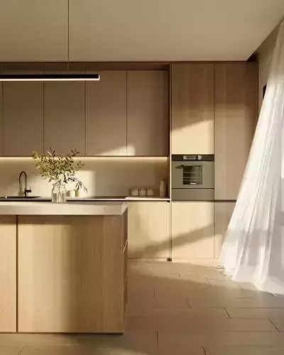 Contemporary Kitchen Scene Realistic 3D Model  3ds Max  Corona