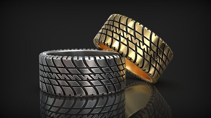 Auto Tire Tread Band Racing Wedding Ring 3D print model