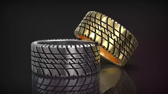 Auto Tire Tread Band Racing Wedding Ring