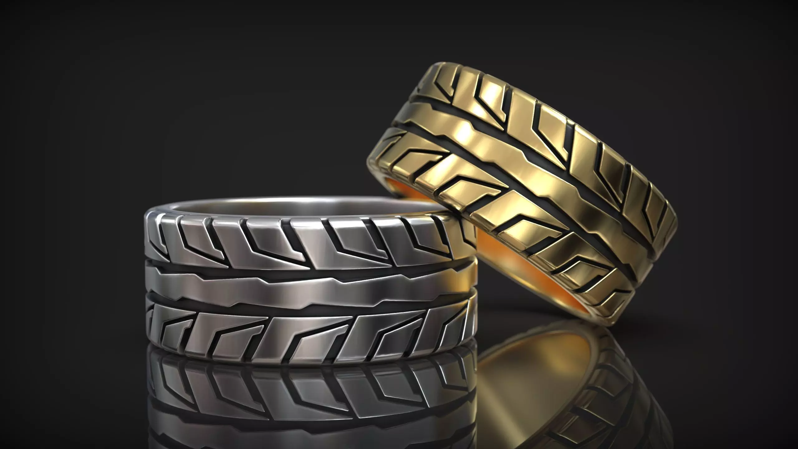 Auto Tire Tread Drifting Wheel Ring Wedding Band 3D print model