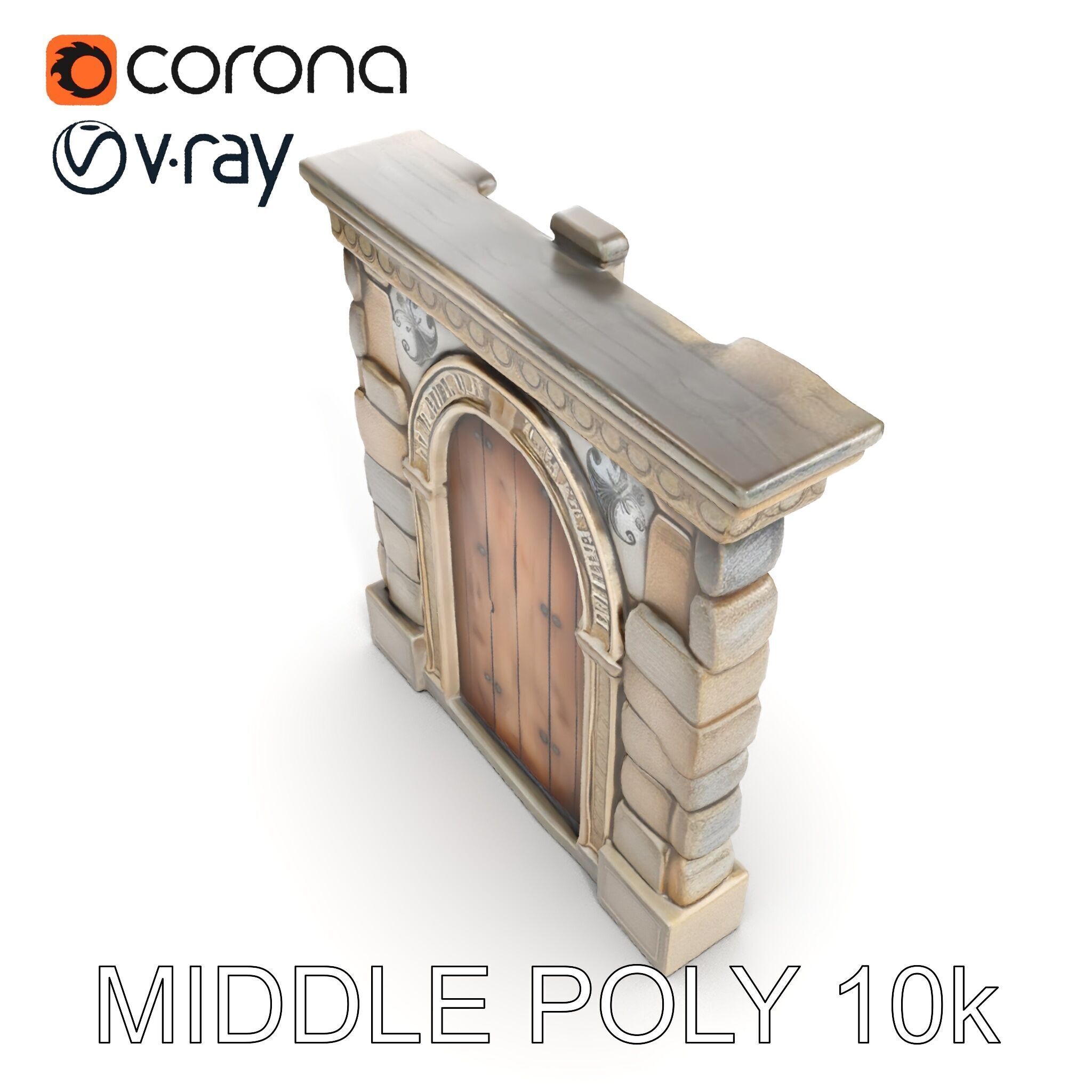 Gothic Stone Archway Door Model Pack Low-poly 3D model_16