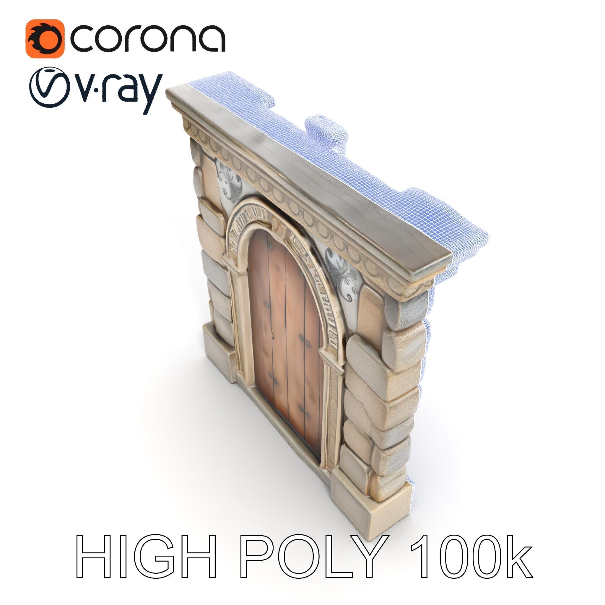 Gothic Stone Archway Door Model Pack Low-poly 3D model_29