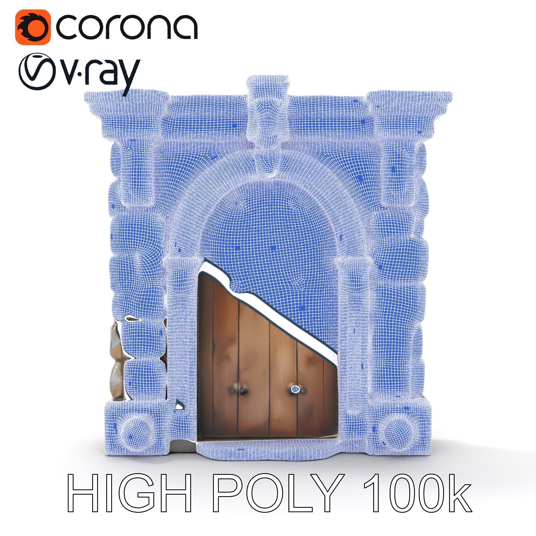 Gothic Stone Archway Door Model Pack Low-poly 3D model_21