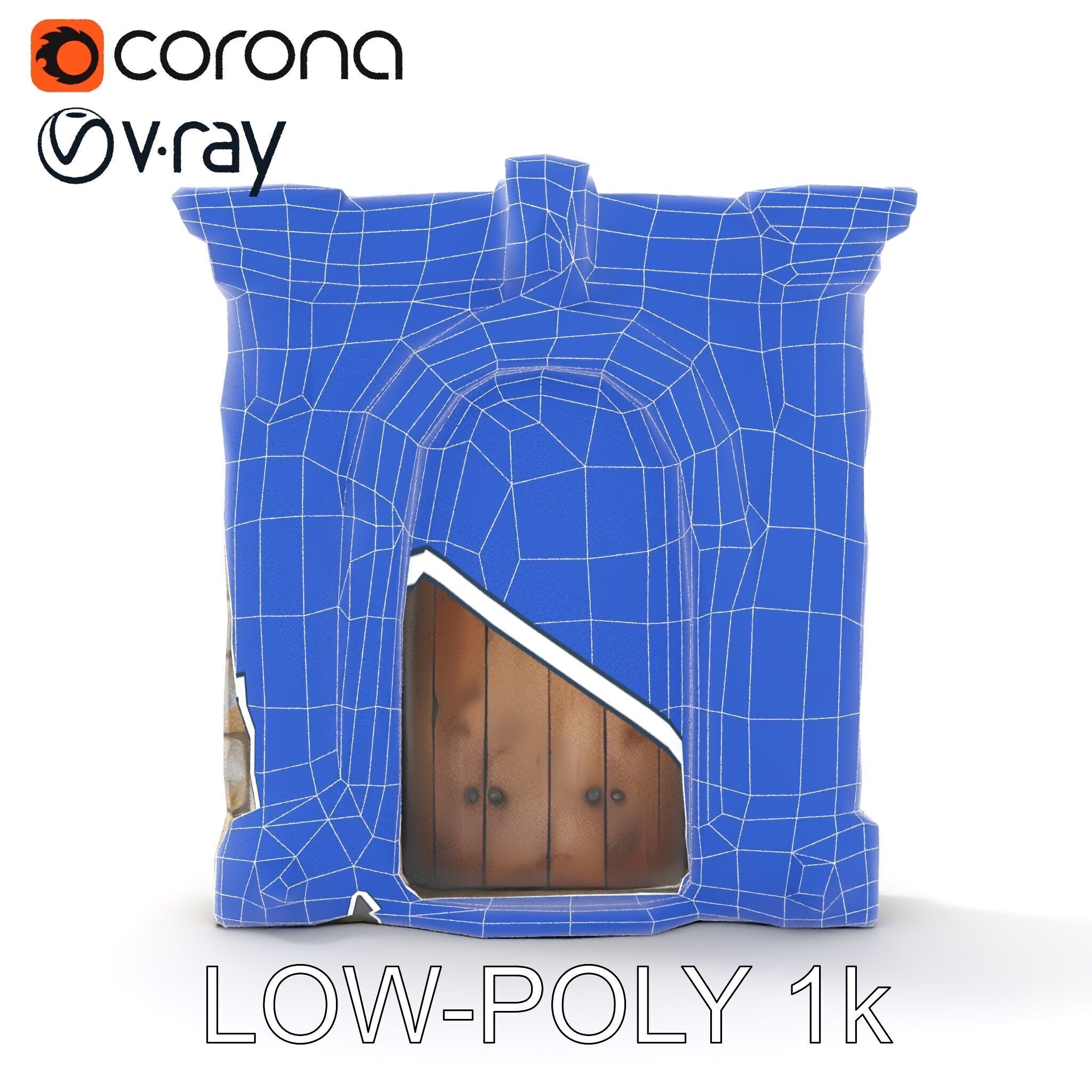 Gothic Stone Archway Door Model Pack Low-poly 3D model_11