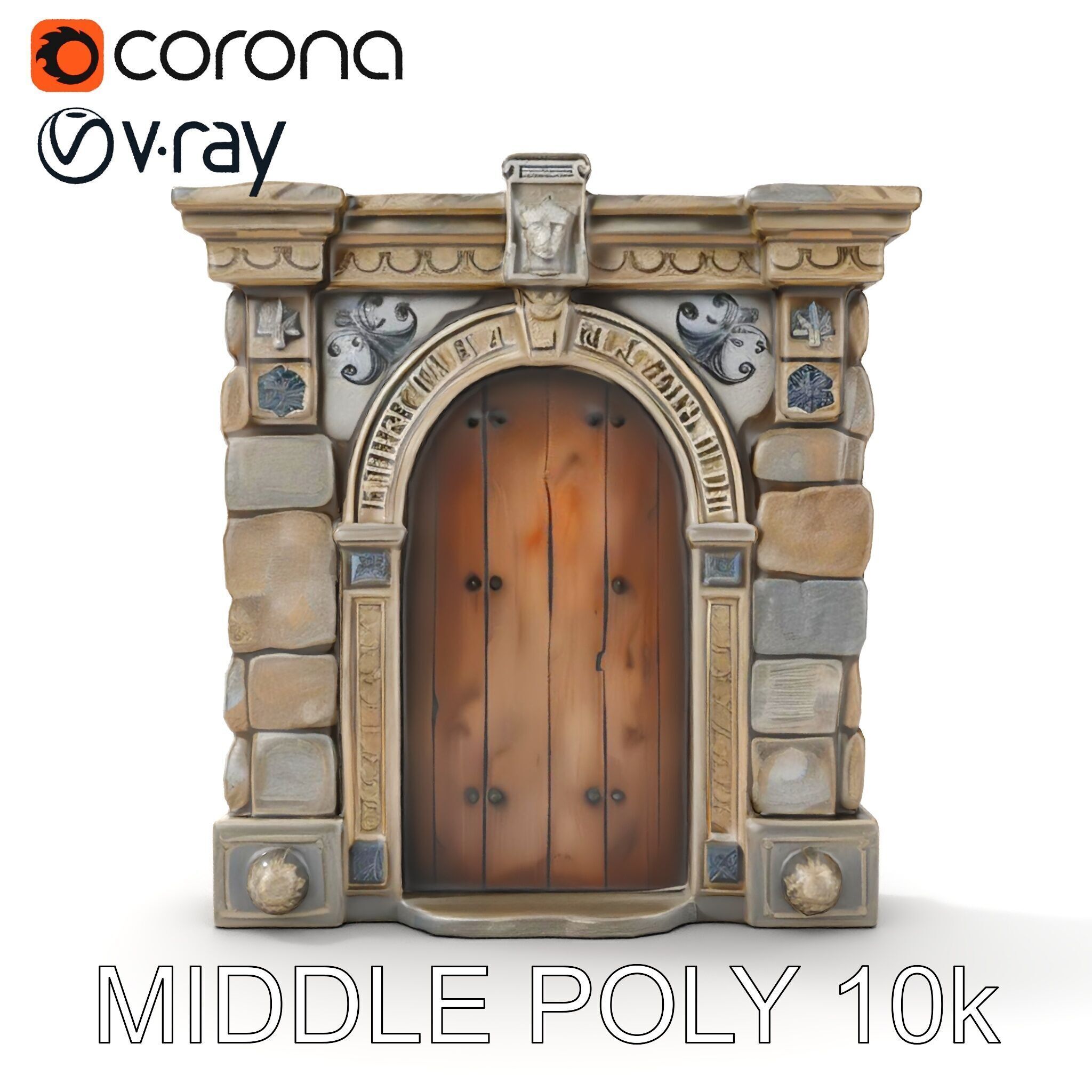 Gothic Stone Archway Door Model Pack Low-poly 3D model_8