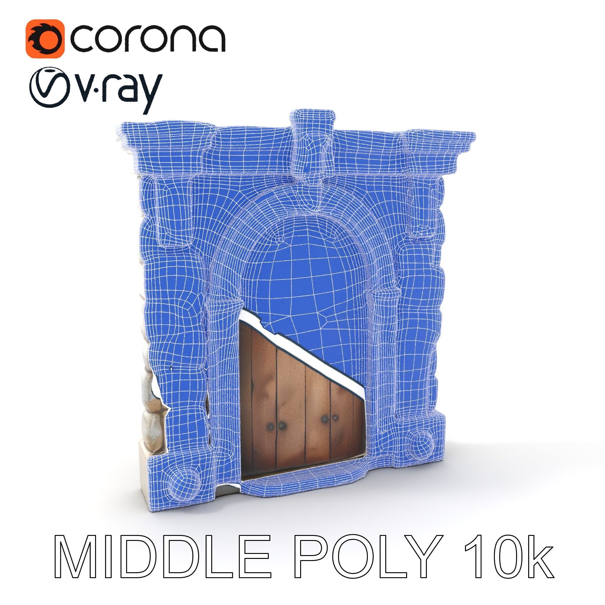 Gothic Stone Archway Door Model Pack Low-poly 3D model_27