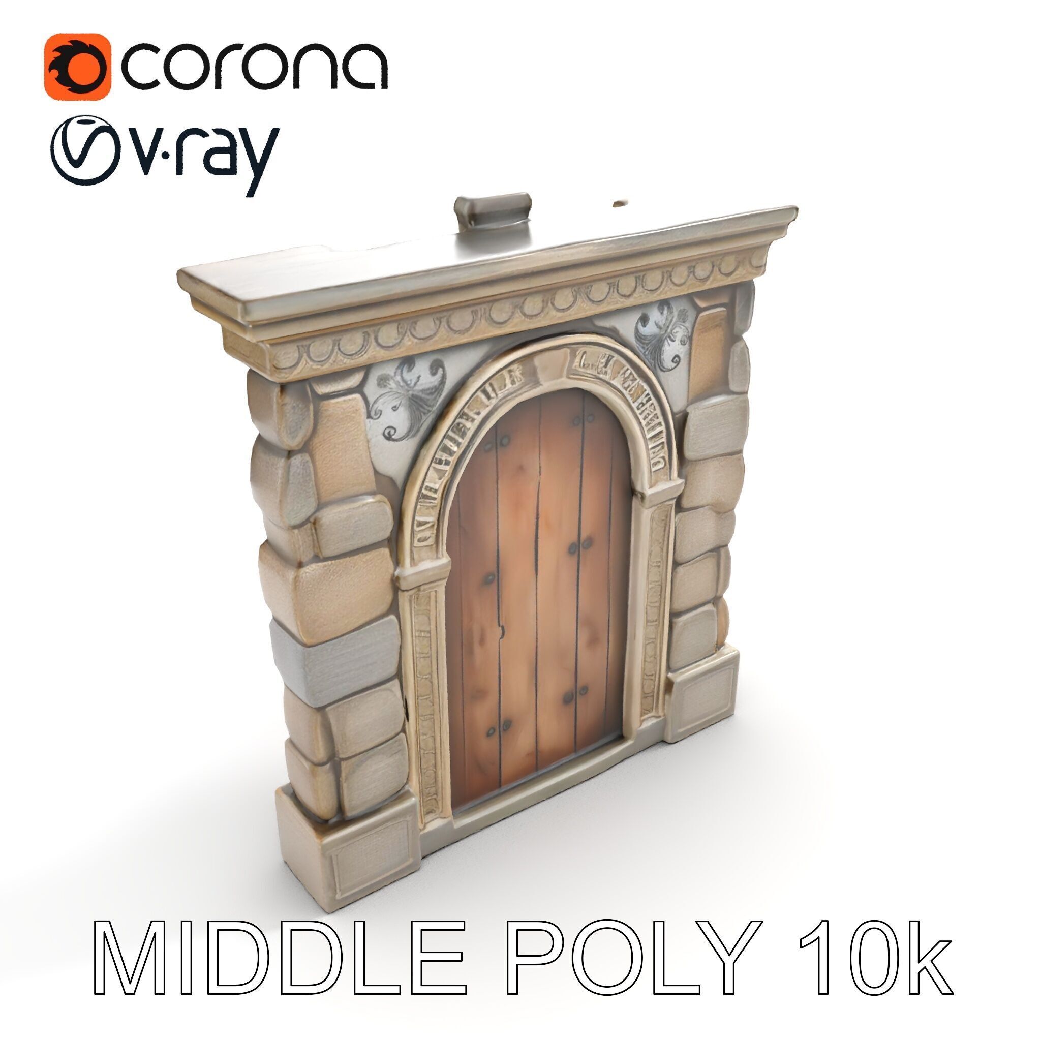 Gothic Stone Archway Door Model Pack Low-poly 3D model_13