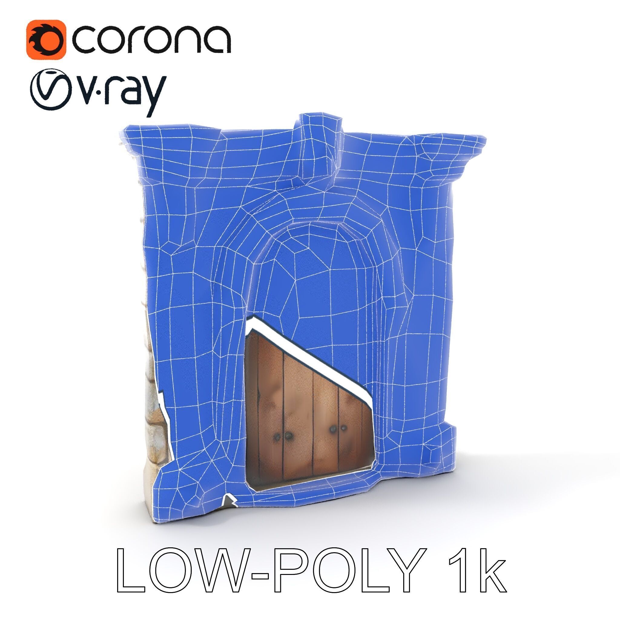 Gothic Stone Archway Door Model Pack Low-poly 3D model_17